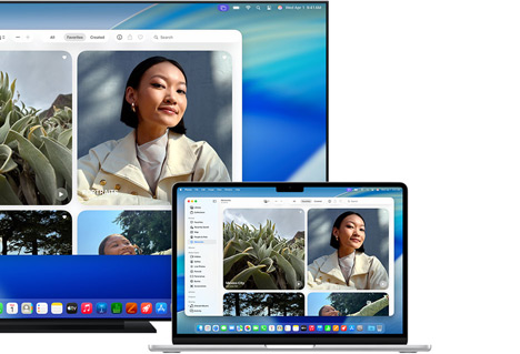 En Mac delar bilder till en platt-tv via Apple AirPlay