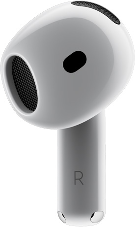 Pohľad na AirPods 4 spredu zdôrazňujúci, že pasujú perfektne.