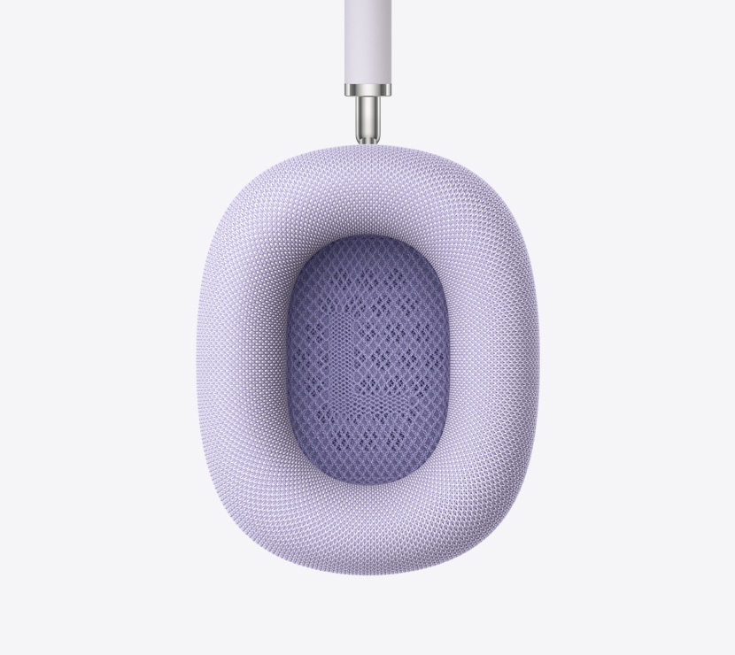 AirPods Max 2 headphones, purple color, detail of ear cushion interior