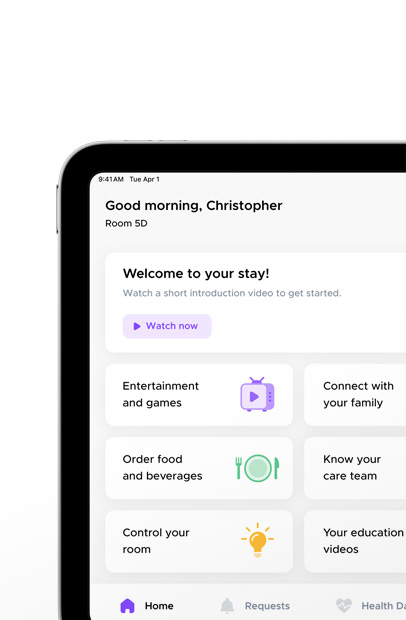 Software mostrando o app Epic MyChart Bedside
