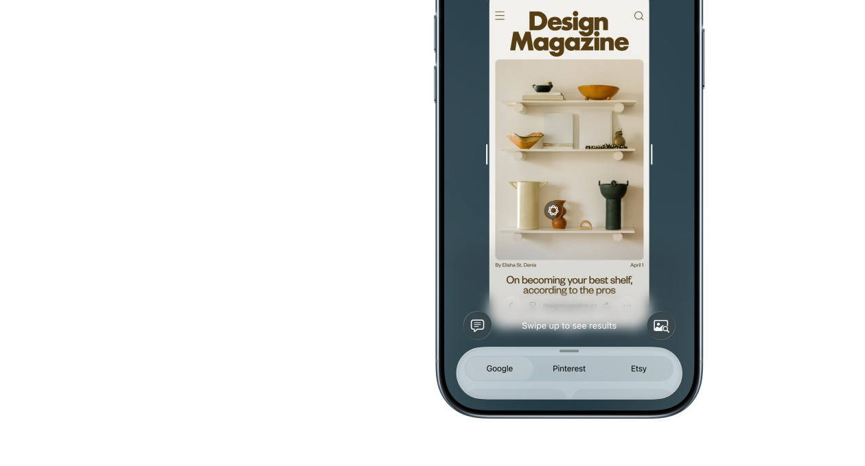 iPhone Air, преден екстериор, визуална интелигентност в процес на използване, странични бутони