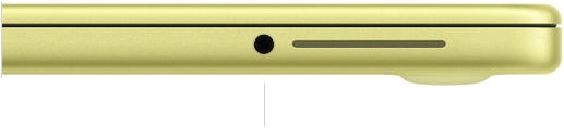 MacBook Neo de 13 pulgadas con chip A18 Pro, cerrado, lado derecho, mostrando una entrada para audífonos de 3,5 mm
